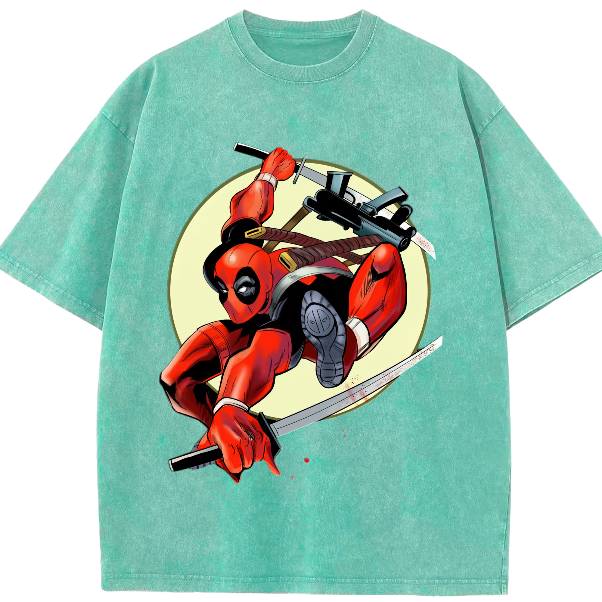 （画像用） Deadpool デッドプール 綿100% ヴィンテージ風 半袖Tシャツ（フロントプリント）